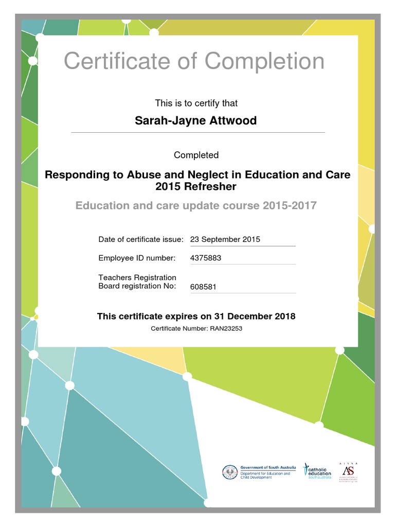 Certificate of Completion for RAN Course | PDF