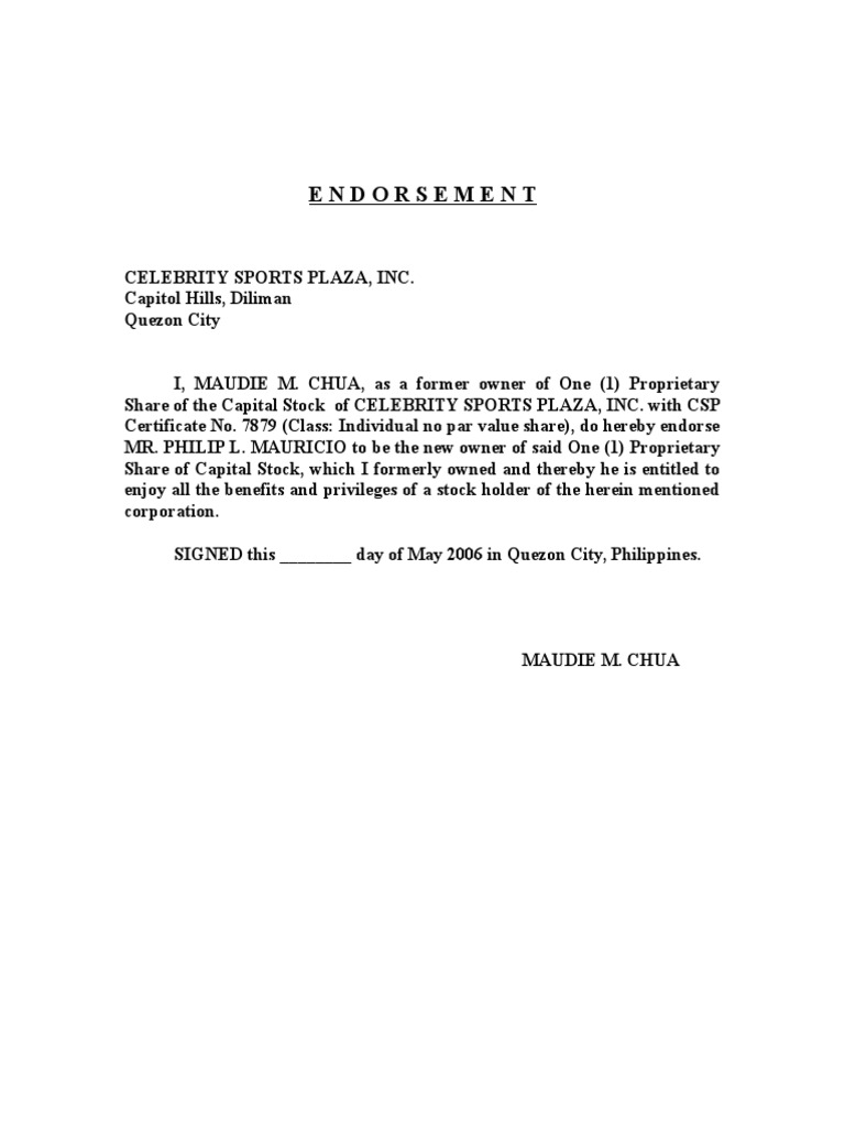 Letter of Endorsement PDF