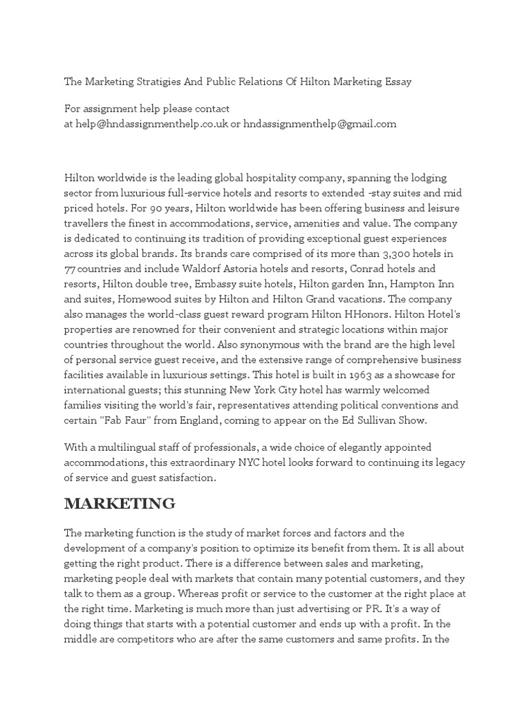 Hilton honors essay image