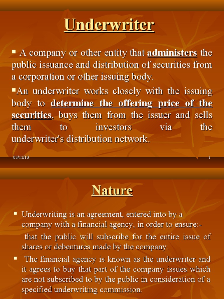 Definition Of An Underwriter