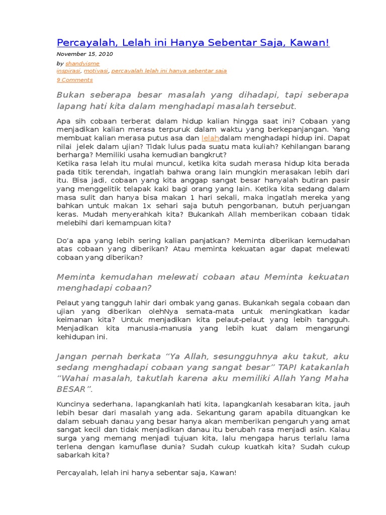 Jangan Banyak Menyalahkan Orang Perbaikilah Diri Diriku