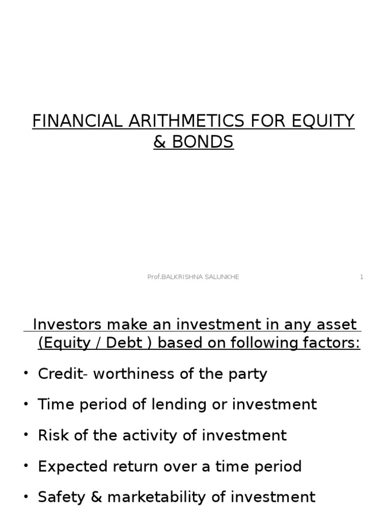 Financial Concepts for Equity & Bonds | PDF | Present Value | Interest