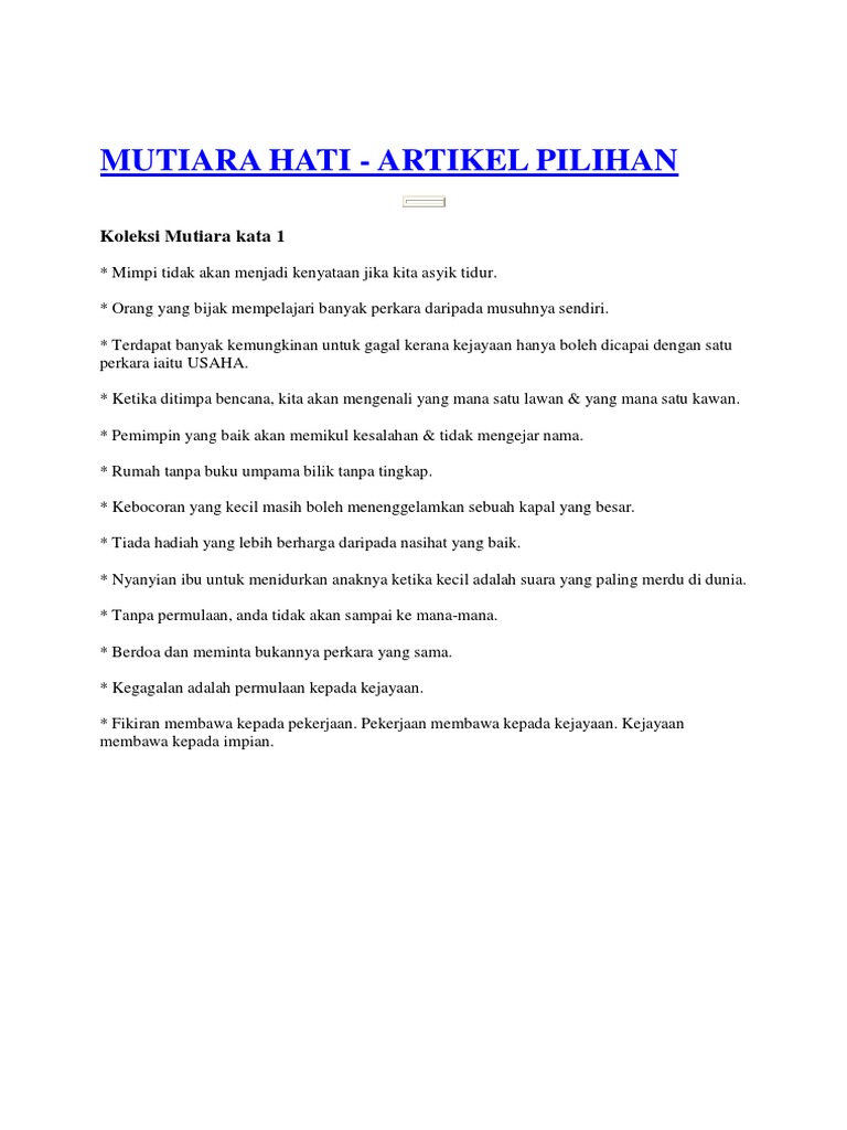 Kata Kata Mutiara Hati Pdf