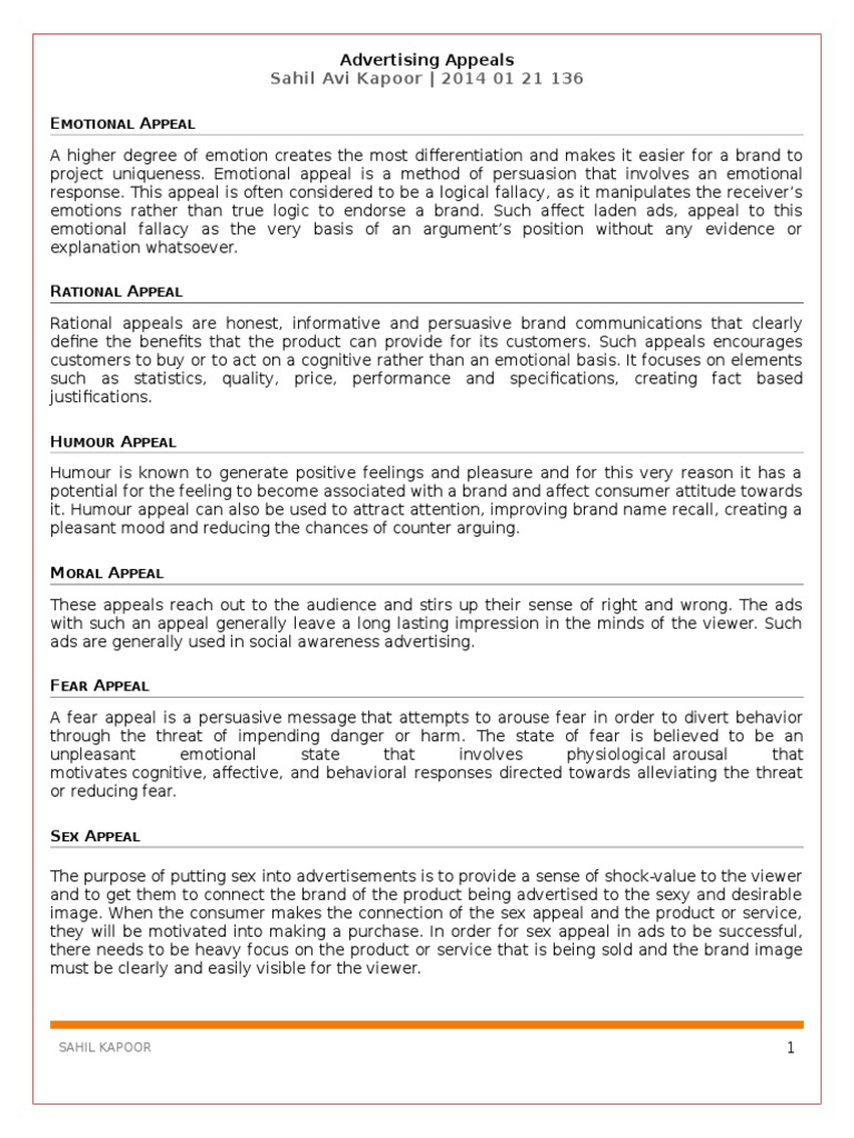Advertising Appeals Guide | PDF | Persuasion | Emotions