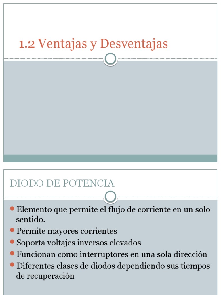 1.2 Ventajas y Desventajas PDF Diodo Transistor