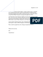 1st Draft - Letter of Application. Front End Developer - Camila