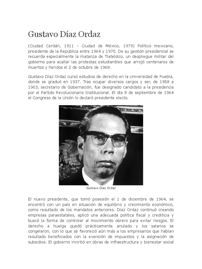 Gustavo Díaz Ordaz Partido Revolucionario Institucional México