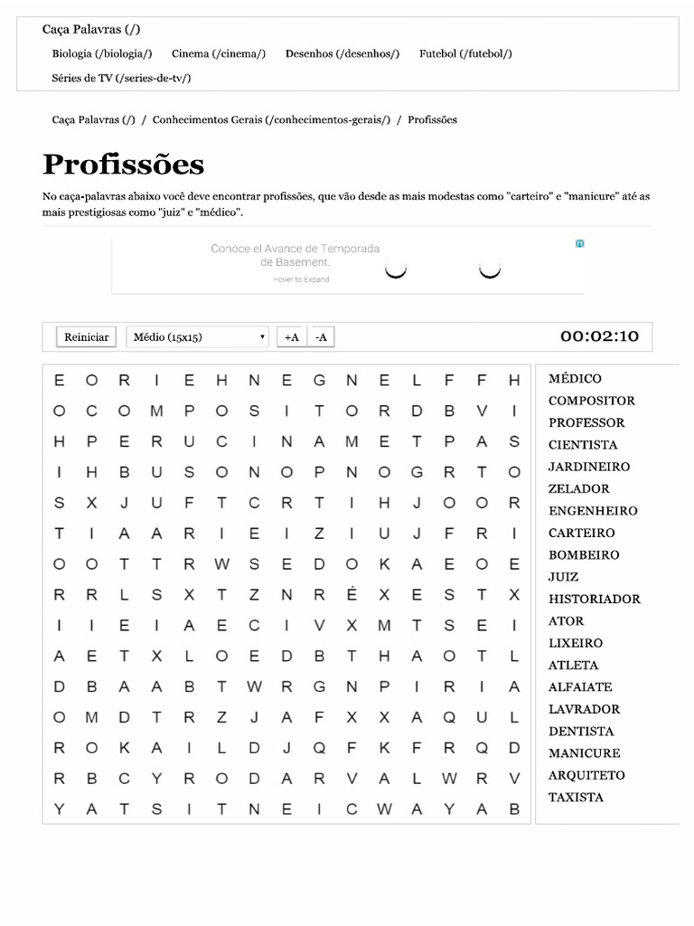 Profissões - Caça Palavras | PDF