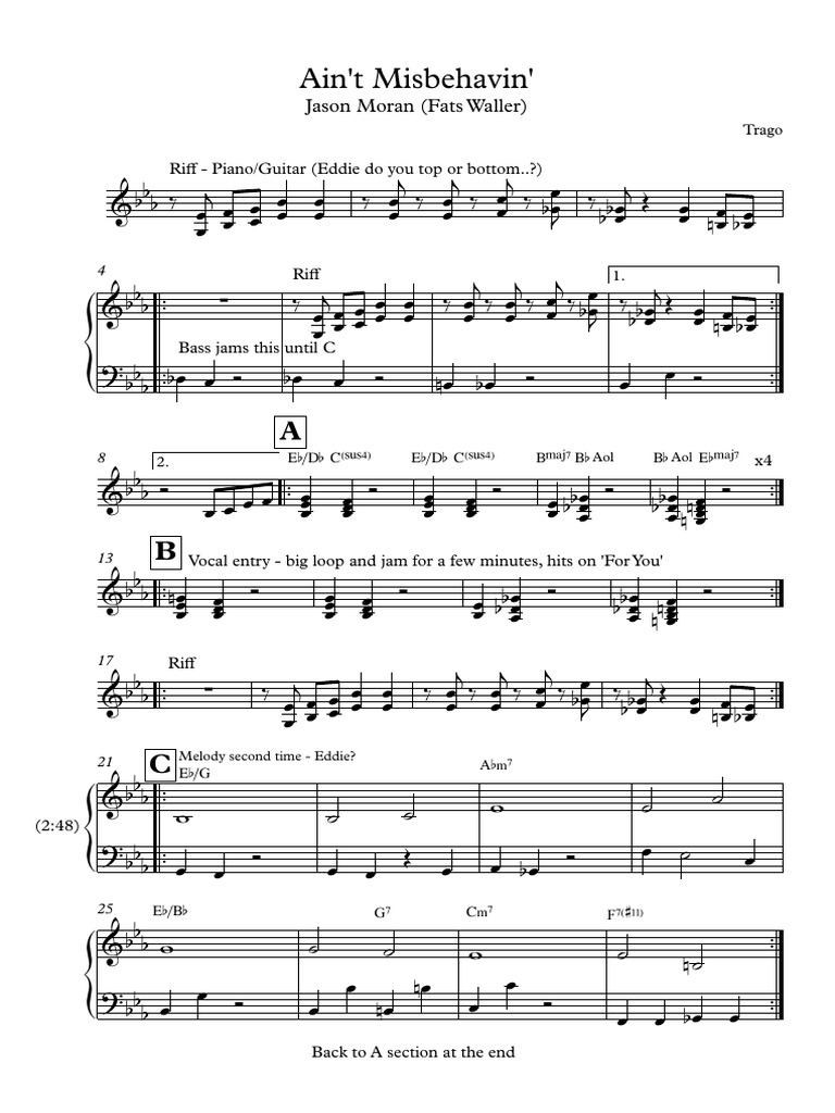 Ain't Misbehavin' (Jason Moran) Chart | PDF | Language Arts