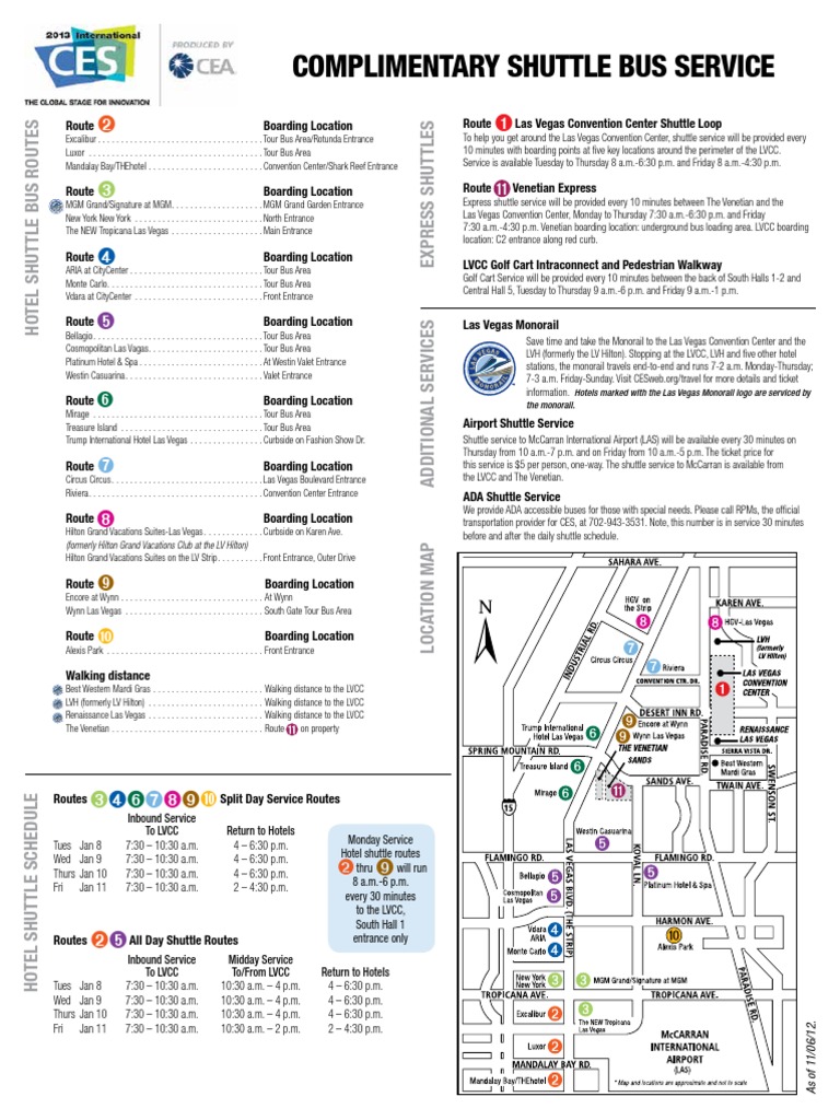 Complimentary Shuttle Bus Service: Hotels Marked With The Las Vegas ...