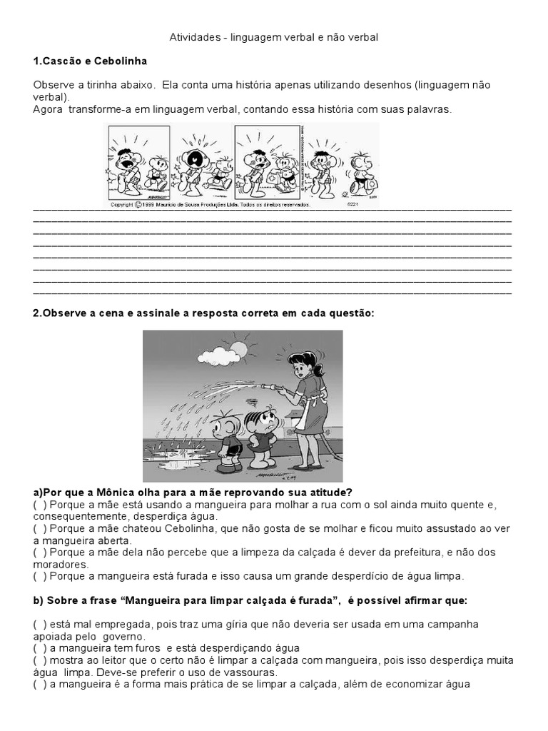 Atividades-LINGUAGEM VERBAL E NÃO-VERBAL | PDF