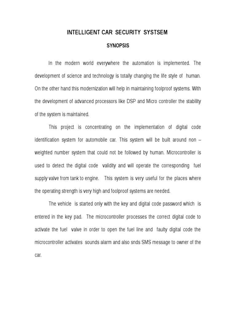 Intelligent Vehicle Security System | PDF | Technology & Engineering