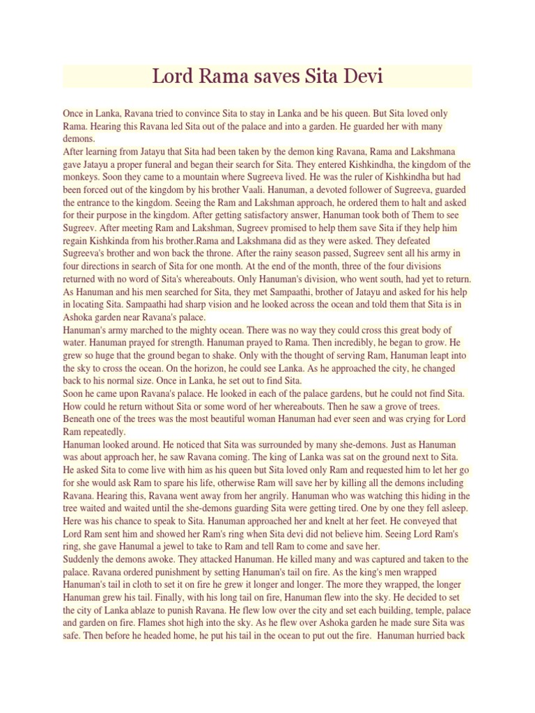 Rama Rescues Sita from Ravana | PDF | Rama | Sita