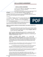 Room, Land Lease Licence Agreement