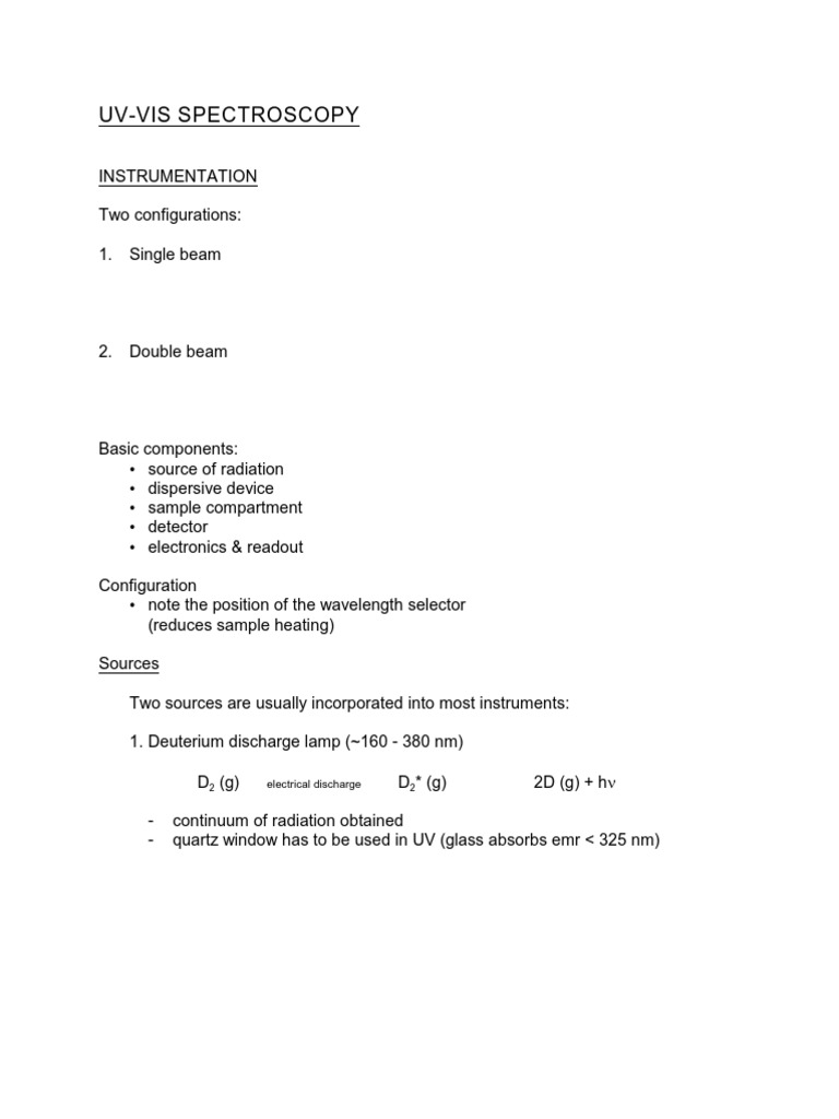 (2.) UV VIS Instrumentation | PDF | Ultraviolet–Visible Spectroscopy ...