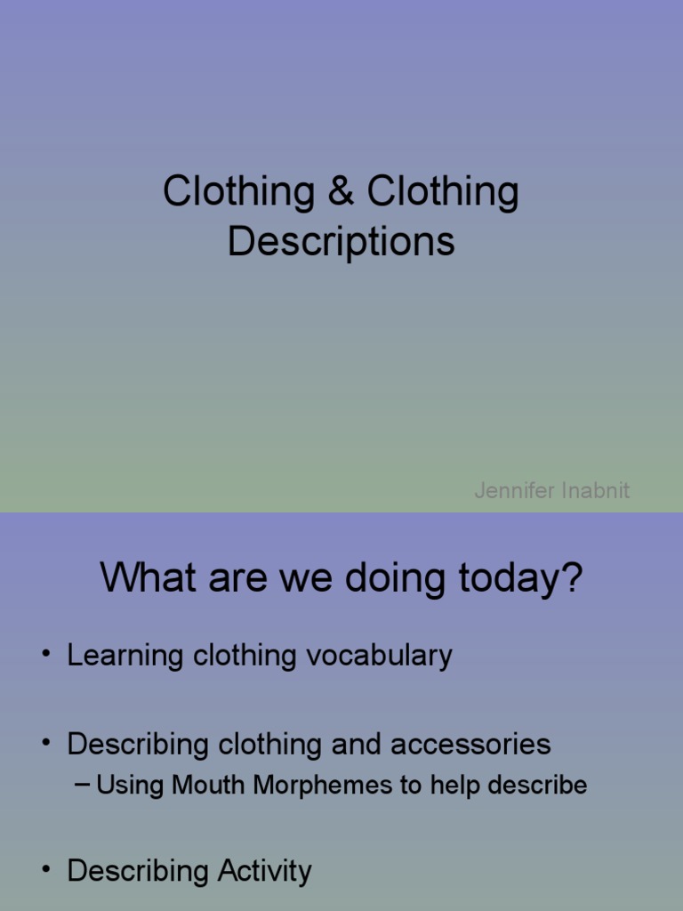 Clothing Vocabulary and Descriptions Guide | PDF