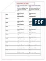Math - Assessment Sheet For Children Sample