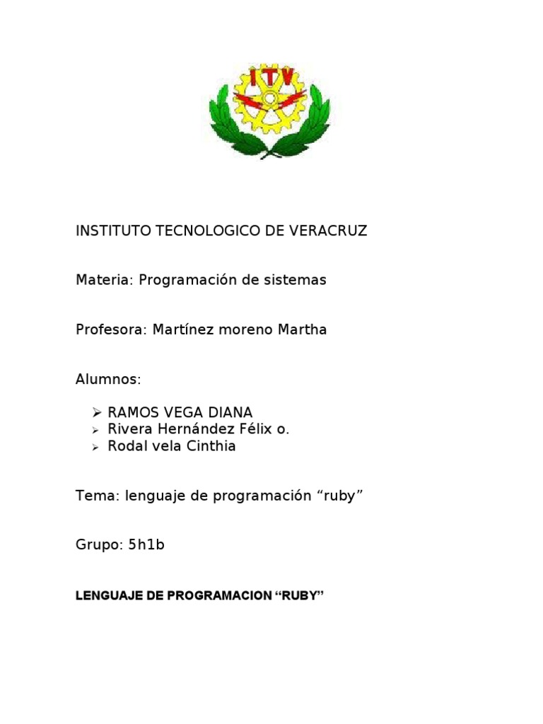 Lenguaje de Programacion Ruby | PDF | Ruby (lenguaje de programación ...