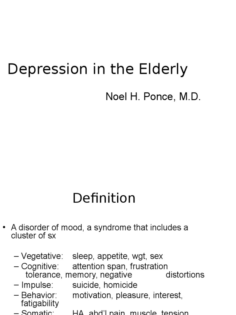 Depression in The Elderly | PDF | Major Depressive Disorder ...