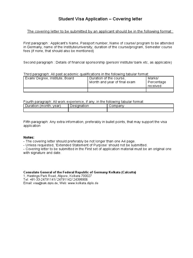 Student Visa Cover Letter Guidelines | PDF | Travel Visa