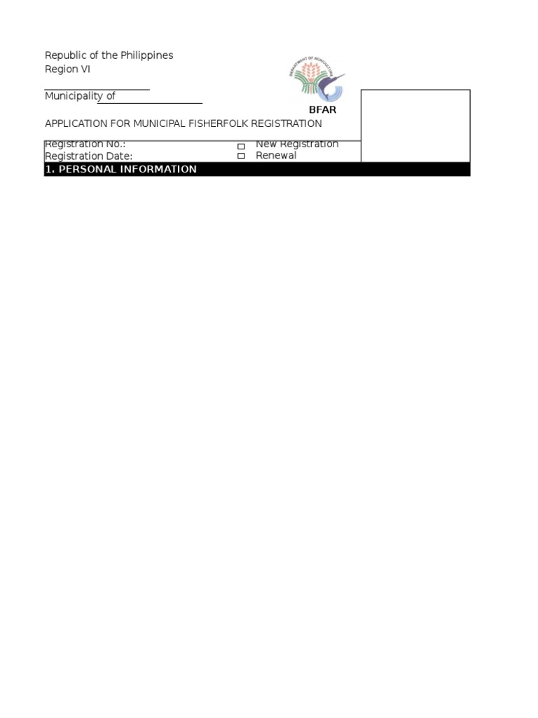 Municipal Fisherfolks Registration Form | PDF