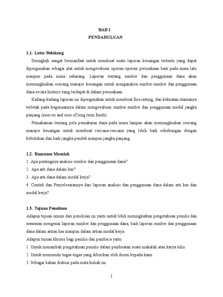 Analisis Sumber Dan Penggunaan Dana
