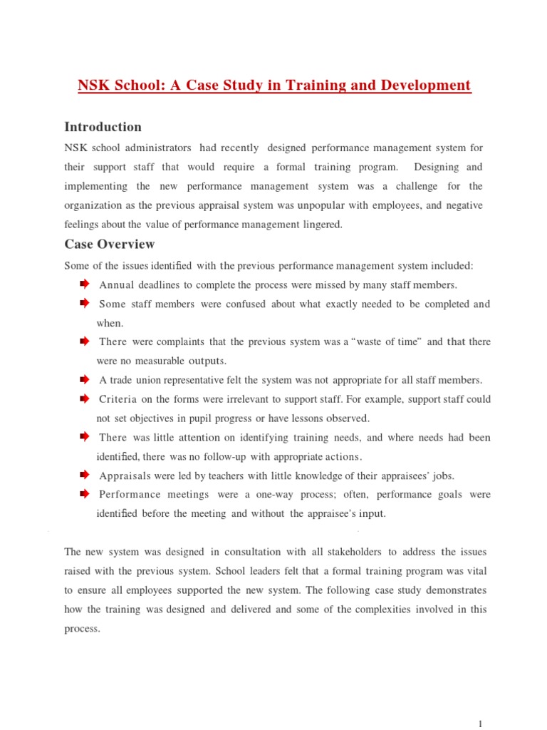 Case 1 Training and Development in NSK PDF Performance Appraisal