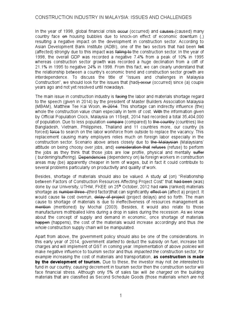 Challenges in Malaysia's Construction Sector | PDF | Economic Growth ...