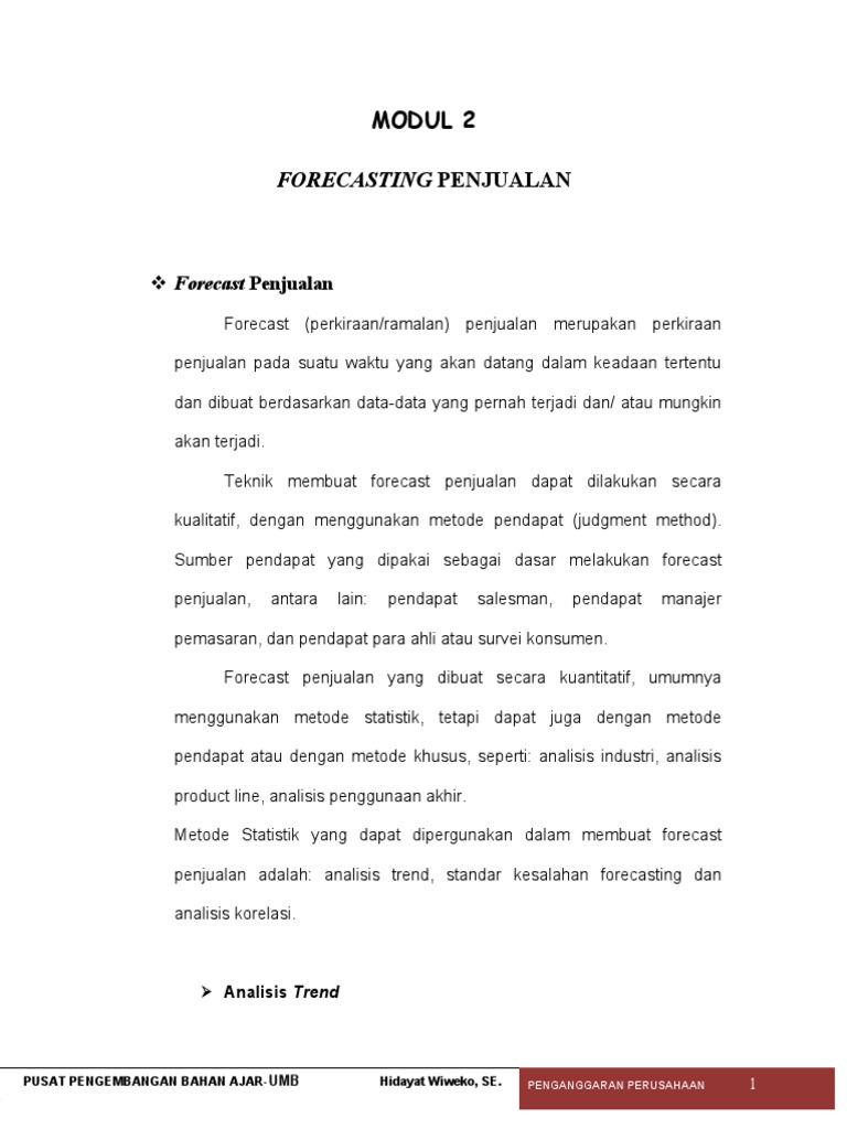 Contoh Soal Dan Jawaban Forecast Penjualan Guru Paud