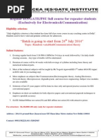 Regular IES/GATE/PSU Full Course For Repeater Students (Exclusively For Electronics&Communication)