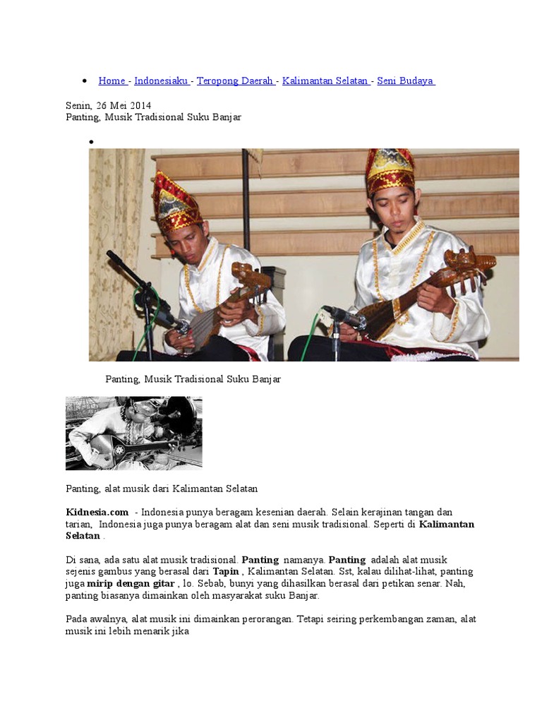 Musik Panting Kalimantan Selatan