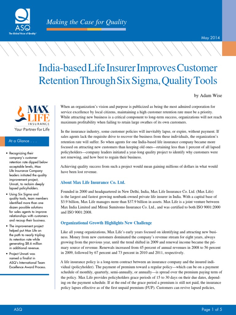 Max Life Insurance's Quality Retention Boost | PDF | Life Insurance ...