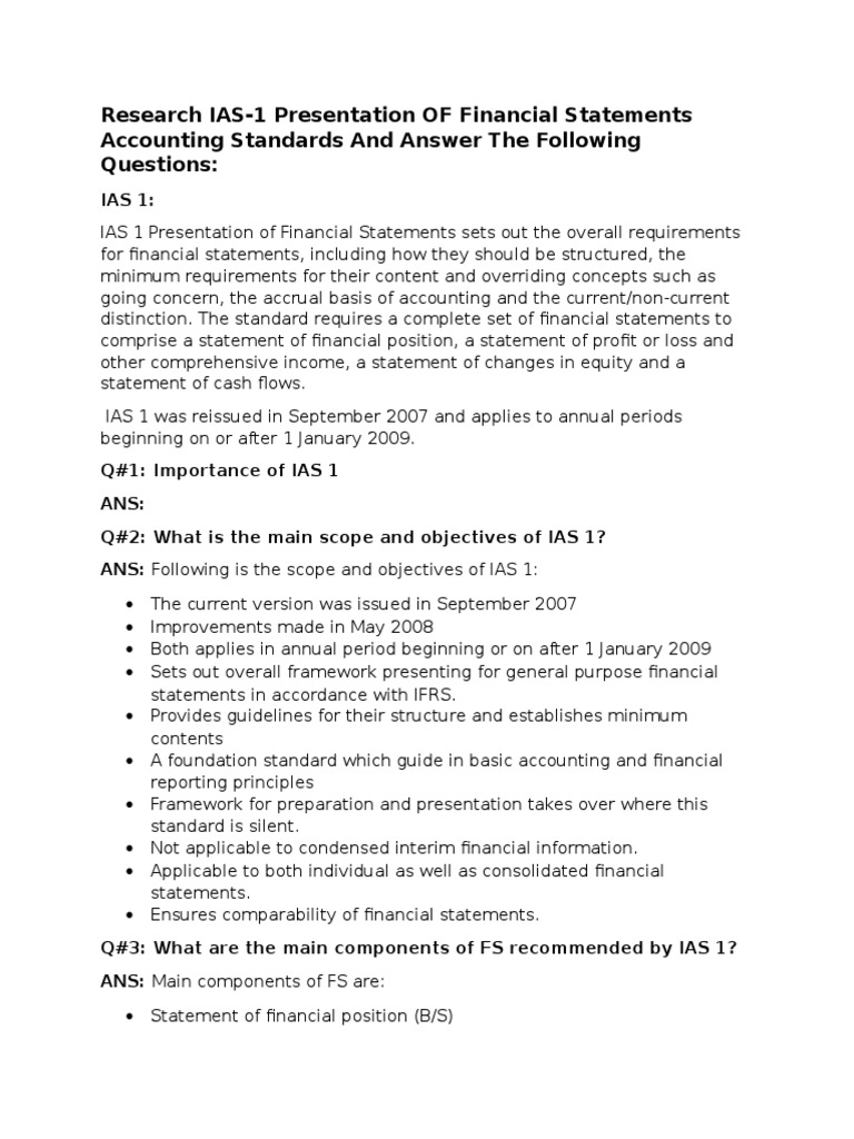 IAS 1 Financial Statements Overview | PDF | Technology & Engineering