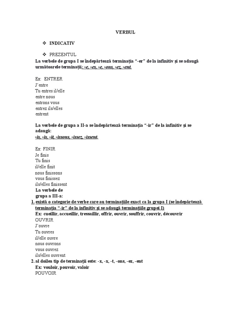 Verbe Grupa 3 Franceza Verbul in Franceza | PDF
