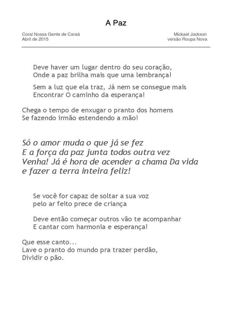 Letra da Música 