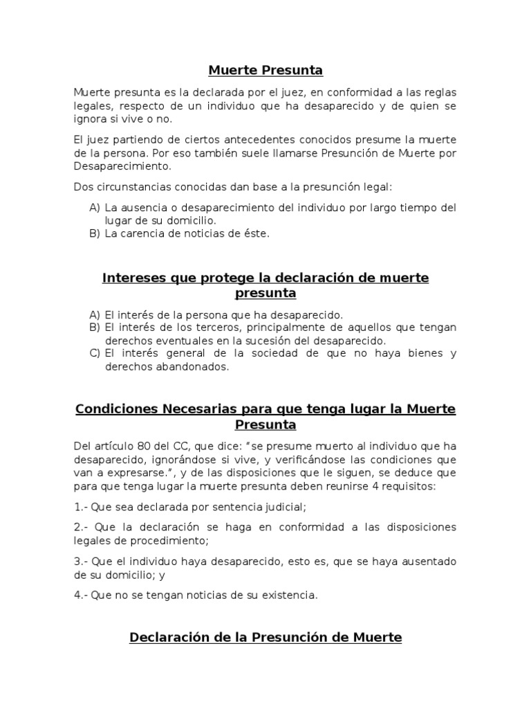 Muerte Presunta | PDF | Posesión (Ley) | Pagos