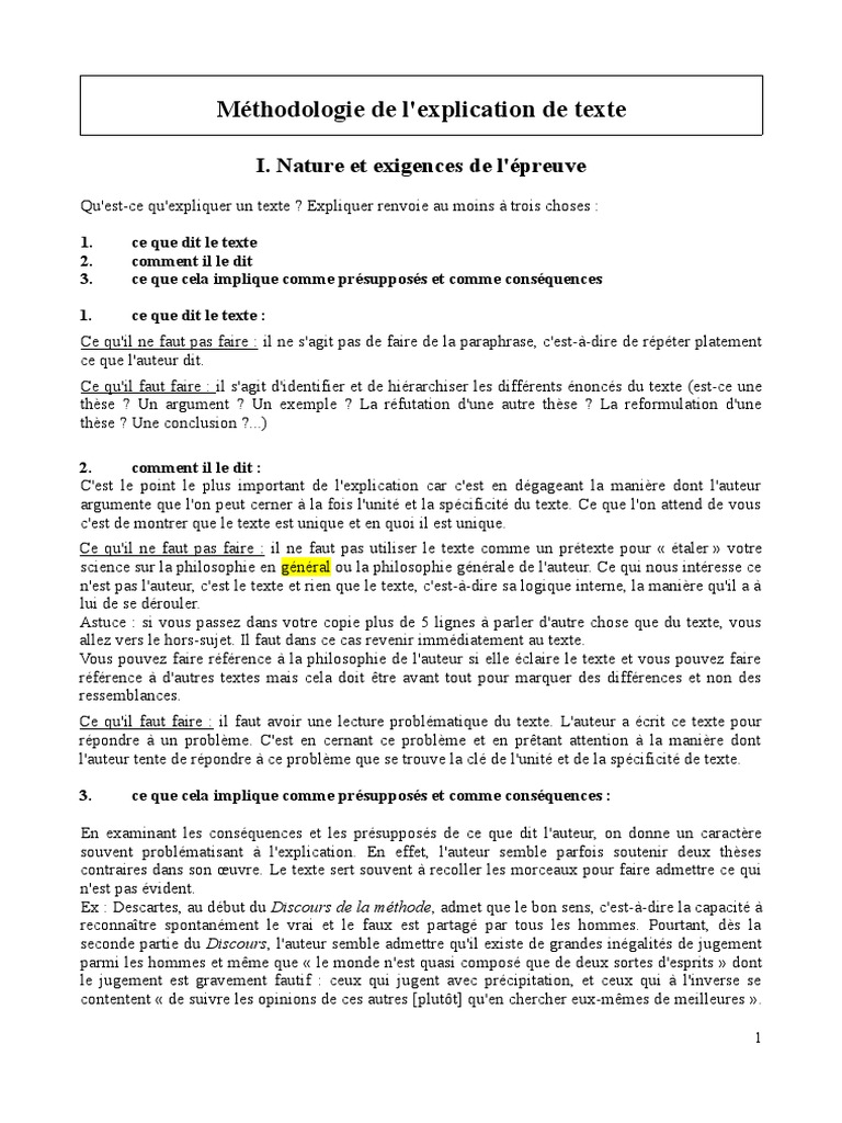 methodologie de lexplication de texte sens commun argumentation