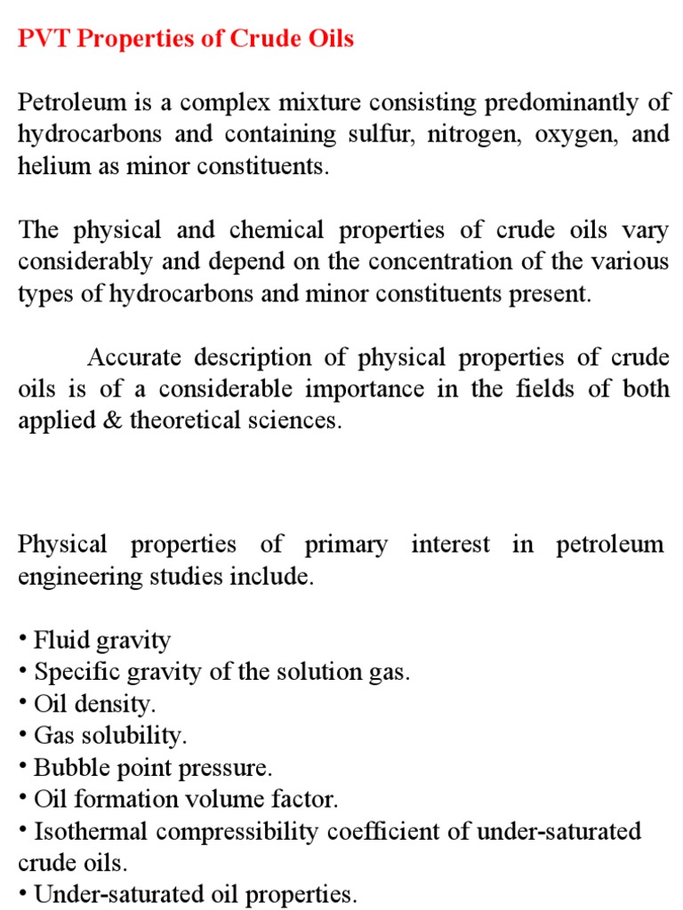 PVT Properties of Crude Oils Explained | PDF | Petroleum Reservoir ...