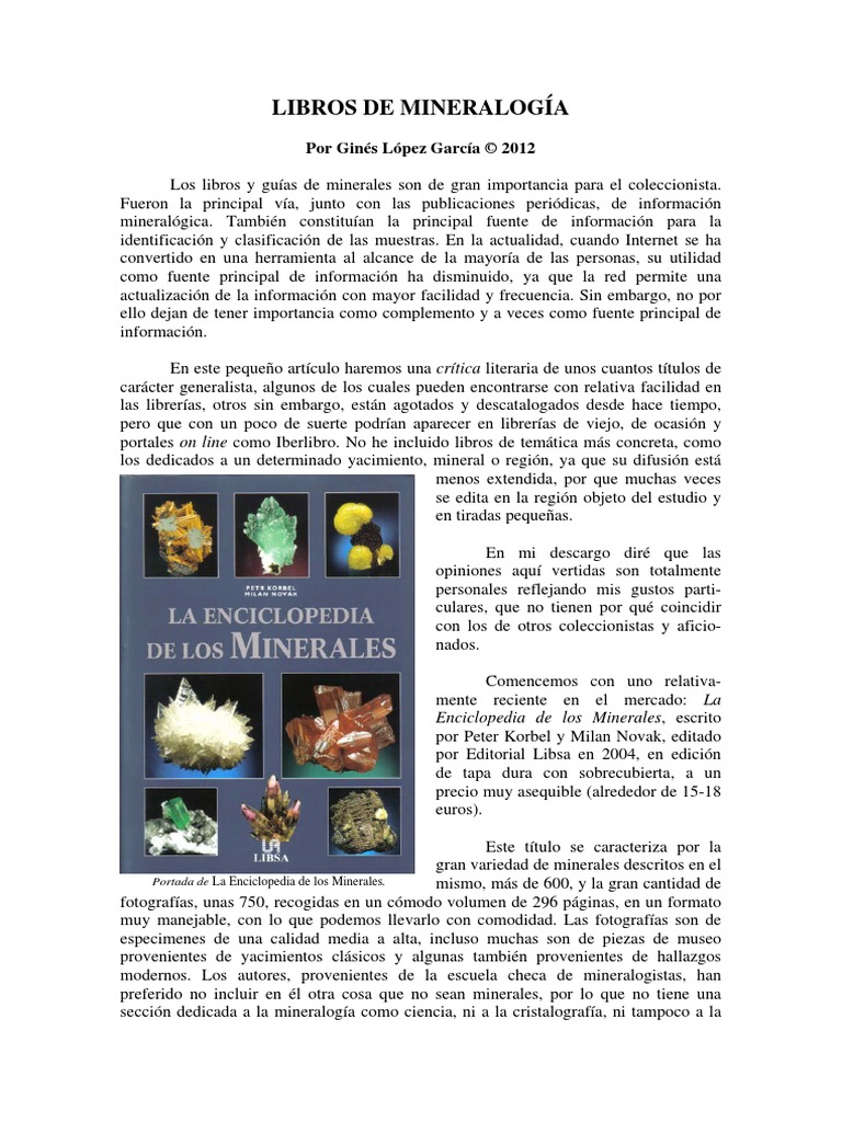 Libro Minerales. Descripcion y Clasificacion (Guias del Naturalista-Rocas- Minerales-Piedras Preciosas) De Joaquim Mollfulleda Borrell - Buscalibre