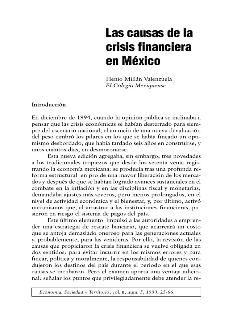 Causas de la crisis financiera en México | PDF | Inflación | Balance de ...