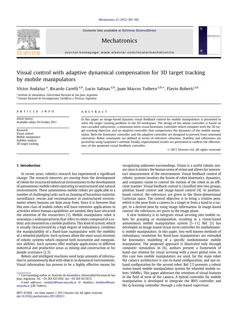 Visual Control With Adaptive Dynamical Compensation For 3D Target ...