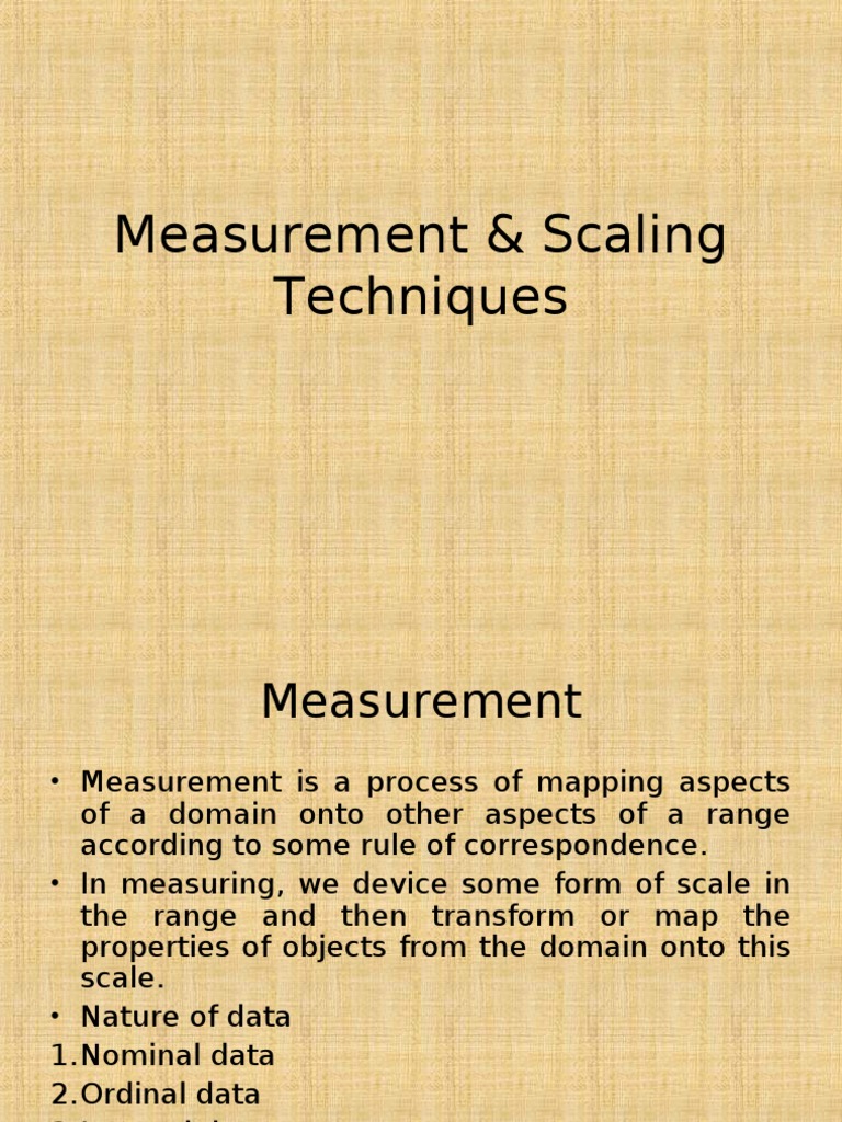 Measurement and Scaling Techniques | PDF | Level Of Measurement ...