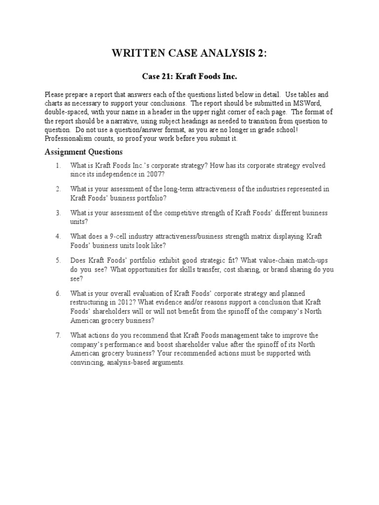 Written Case Analysis 2:: Assignment Questions | PDF