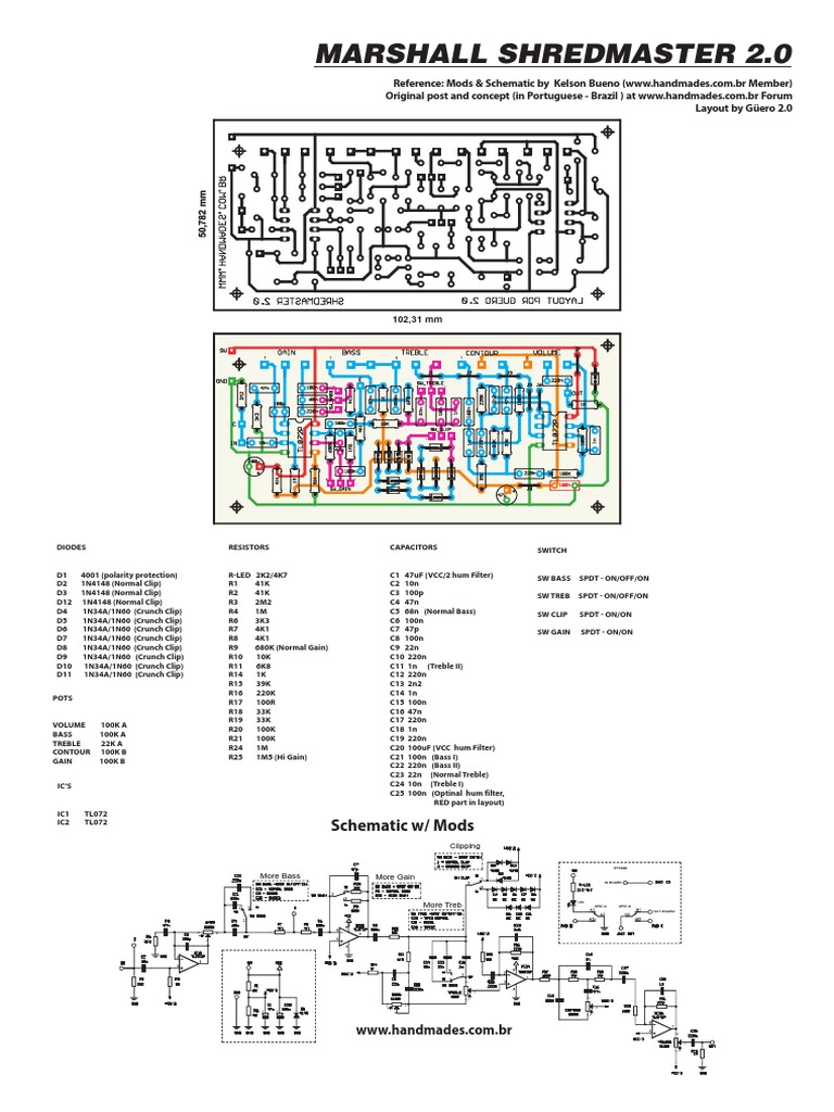 Marshall Shredmaster Schematic & Mods | PDF