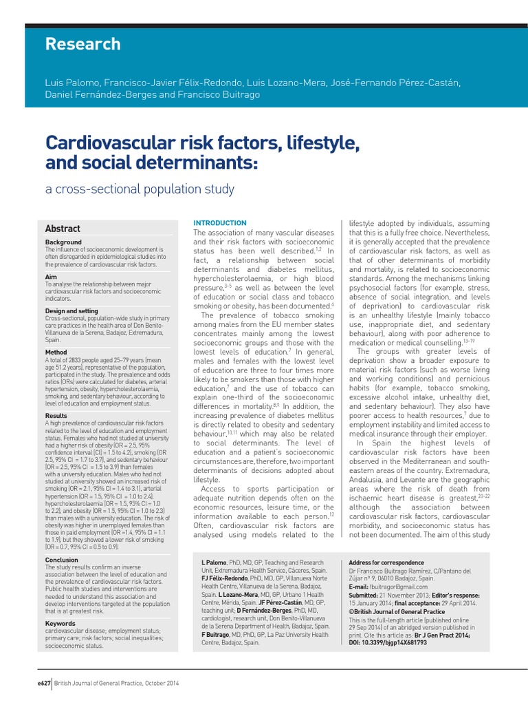 Cardiovascular Risk Factors, Lifestyle | PDF | Cardiovascular Diseases ...