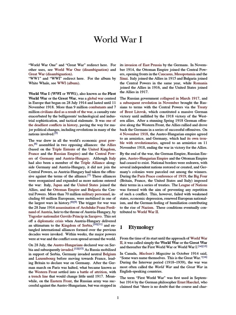 World War I PDF | PDF | Allies Of World War I | World War I