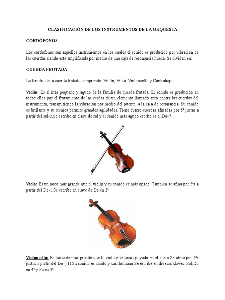 Clasificación de Instrumentos de Orquesta | PDF | Clarinete | Cuerno ...