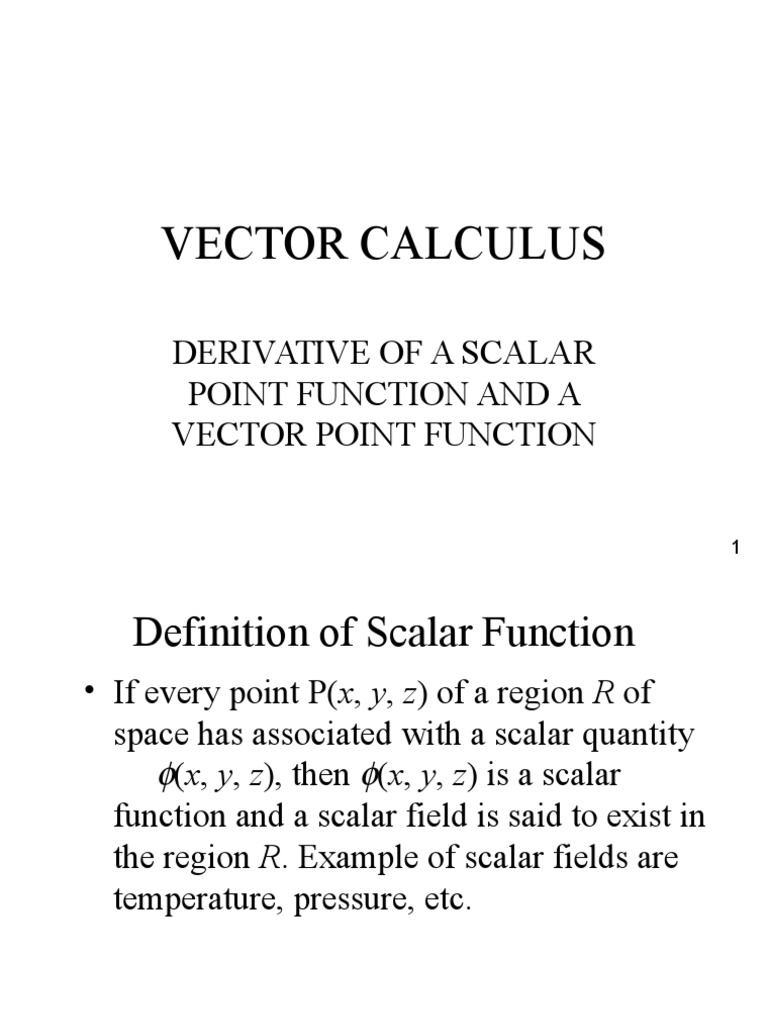 Scalar and Vector Function Definitions | PDF | Divergence | Euclidean ...