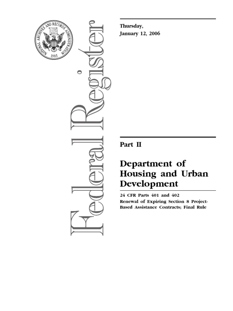 Rule Low Housing Housing Assistance Payments (Section 8