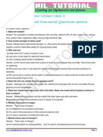 Basic Science Chapter Metals and Non Metal Questions With Answer Class 8